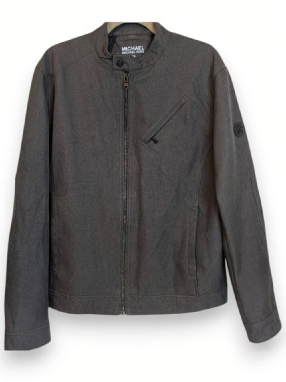 Michael Kors Racer Men's Jacket Coat Charcoal Gray Multi-pocket Large